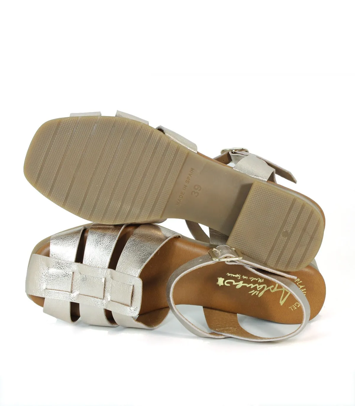 SANDALIAS RETRO METALIZADAS APLAUSO 2680 PLATINO