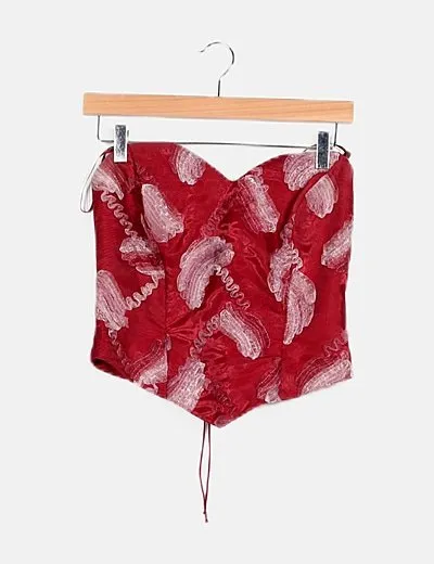 Santiago Sanchez Corset burdeos con flores
