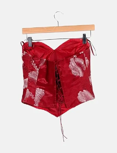 Santiago Sanchez Corset burdeos con flores