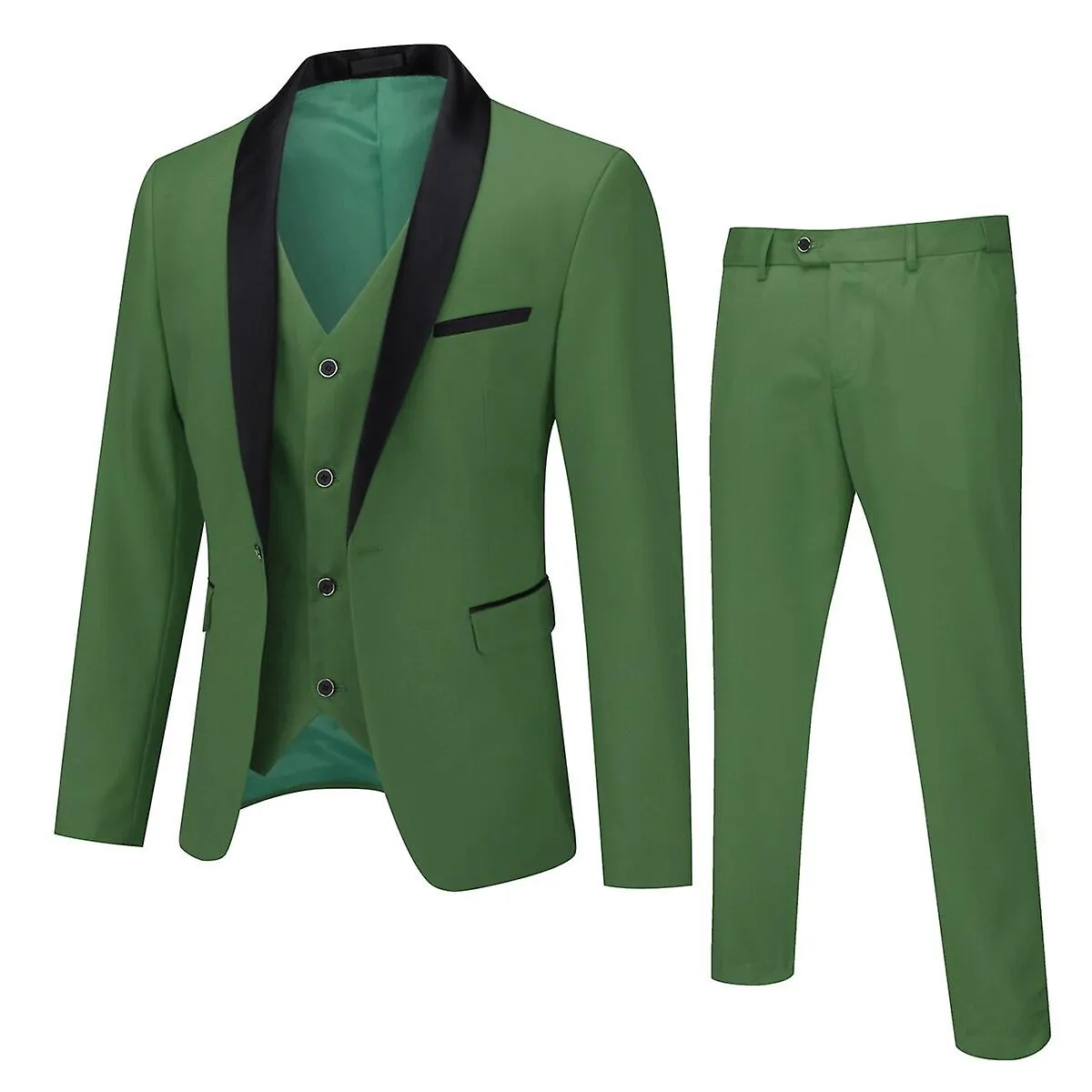 Sliktaa Hombre 3Pce Negocios Slim Fit Traje Fiesta de Bodas Blazer Chaleco Pantalones