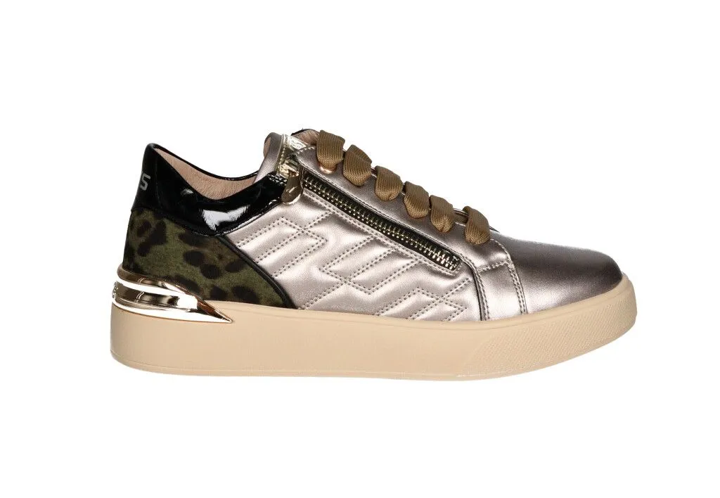 Sneaker Metalizado 2 Cremalleras Lados Acolchados Talon Camuflaje