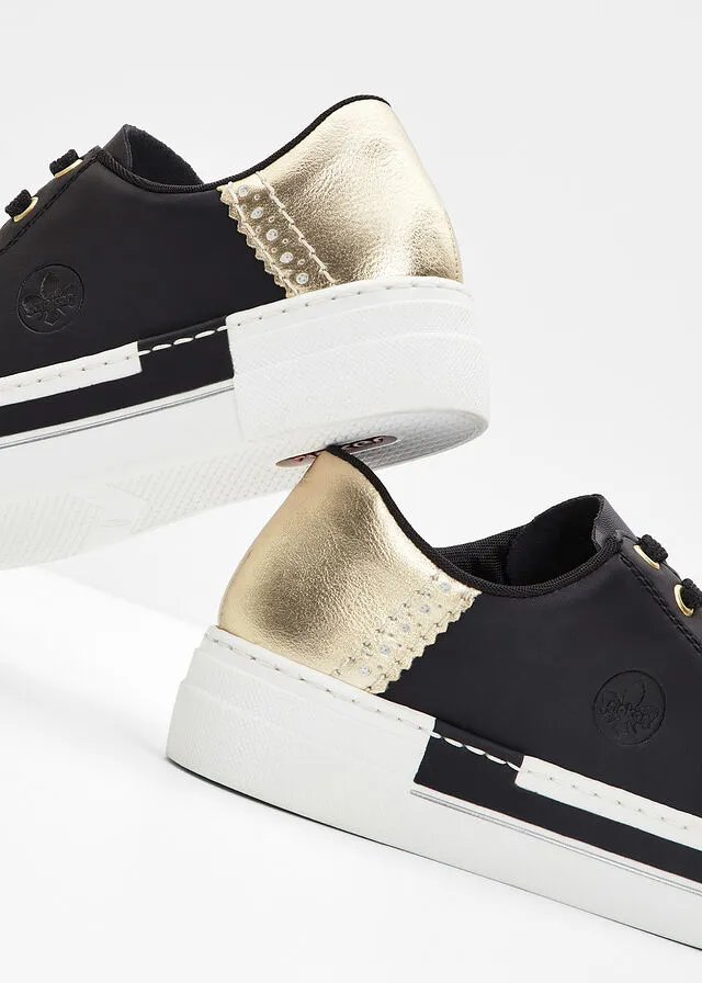 SNEAKERS BAJOS CON PLATAFORMA NEGRODORADO