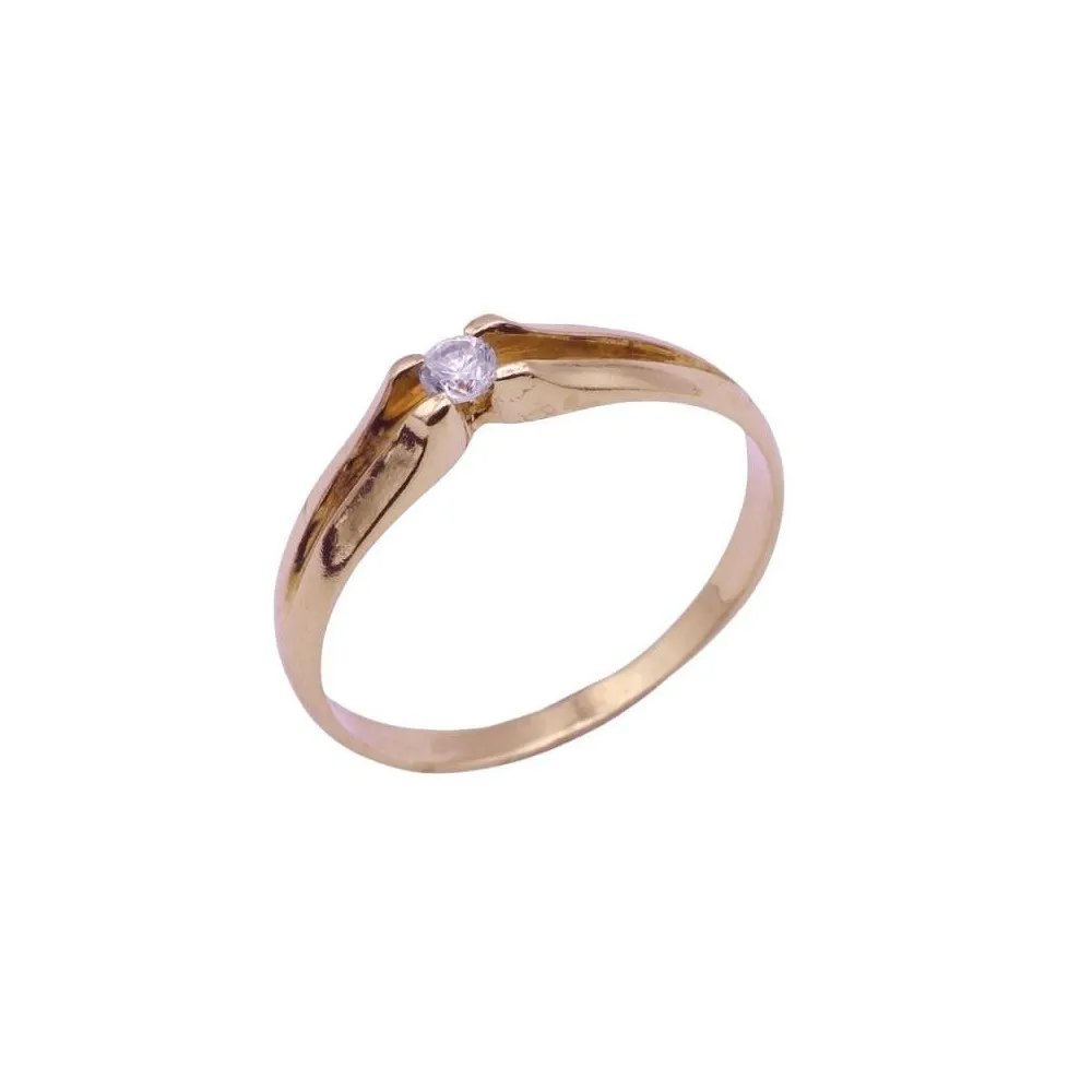 Solitario de oro de 18k para comunión o señora con circonita de 2,4 mm