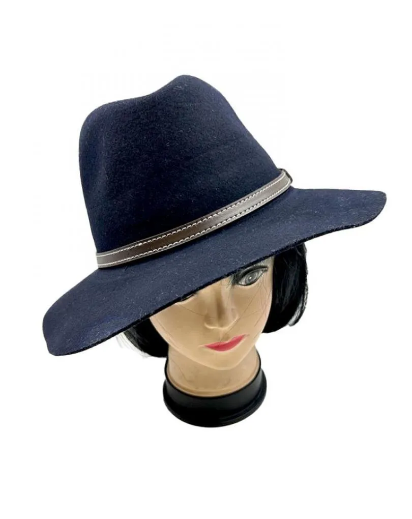 SOMBREROS MUJER AZULES MARINO ESTILO BOHEMIO DE ALA ANCHA