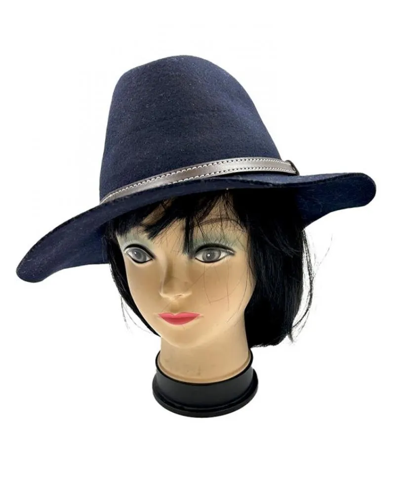 SOMBREROS MUJER AZULES MARINO ESTILO BOHEMIO DE ALA ANCHA