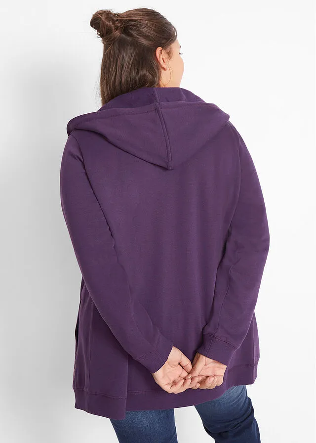 Sudadera larga con cremallera Lila oscuro