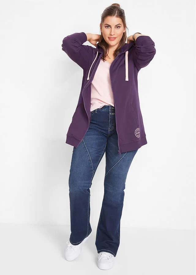 Sudadera larga con cremallera Lila oscuro