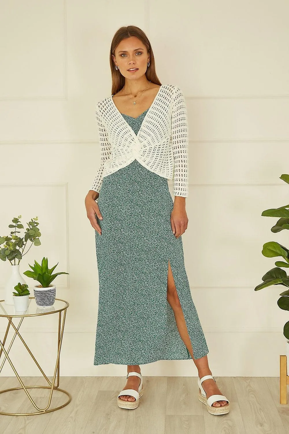 Top Bolero Torcido de Ganchillo de Algodón Yumi Marfil para Mujer