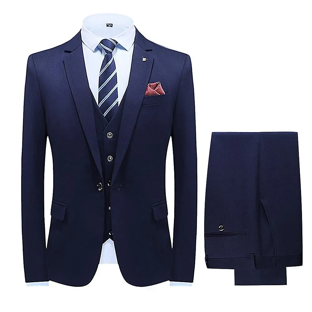 Traje de 3 piezas para hombre Esmoquin slim fit con un botón, pantalones de chaleco de chaqueta para fiesta, boda y negocios