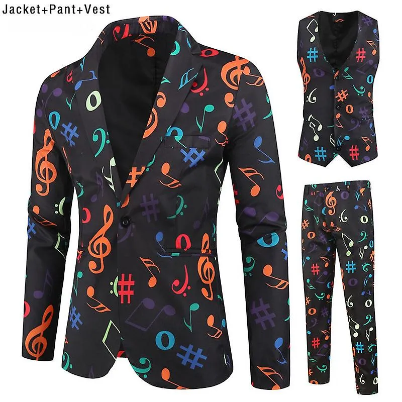 Traje de ajuste delgado para hombres Un botón Vestido Blazer de 3 piezas Chaqueta de fiesta de negocios Chaleco y pantalón