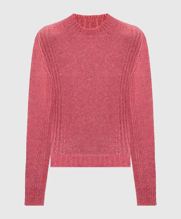 Twinset Actitude Pink wool sweater with logo