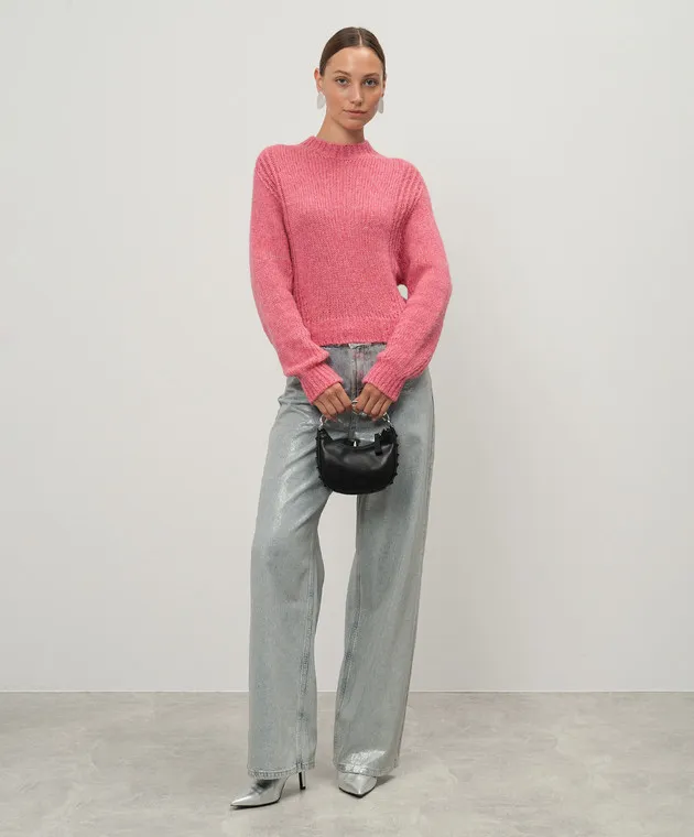 Twinset Actitude Pink wool sweater with logo