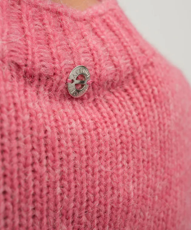 Twinset Actitude Pink wool sweater with logo