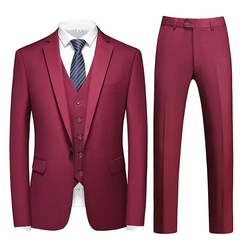 Uits para hombres, traje de hombre de 3 piezas de corte ajustado, pantalones de chaleco de chaqueta sólida, conjunto de esmoquin
