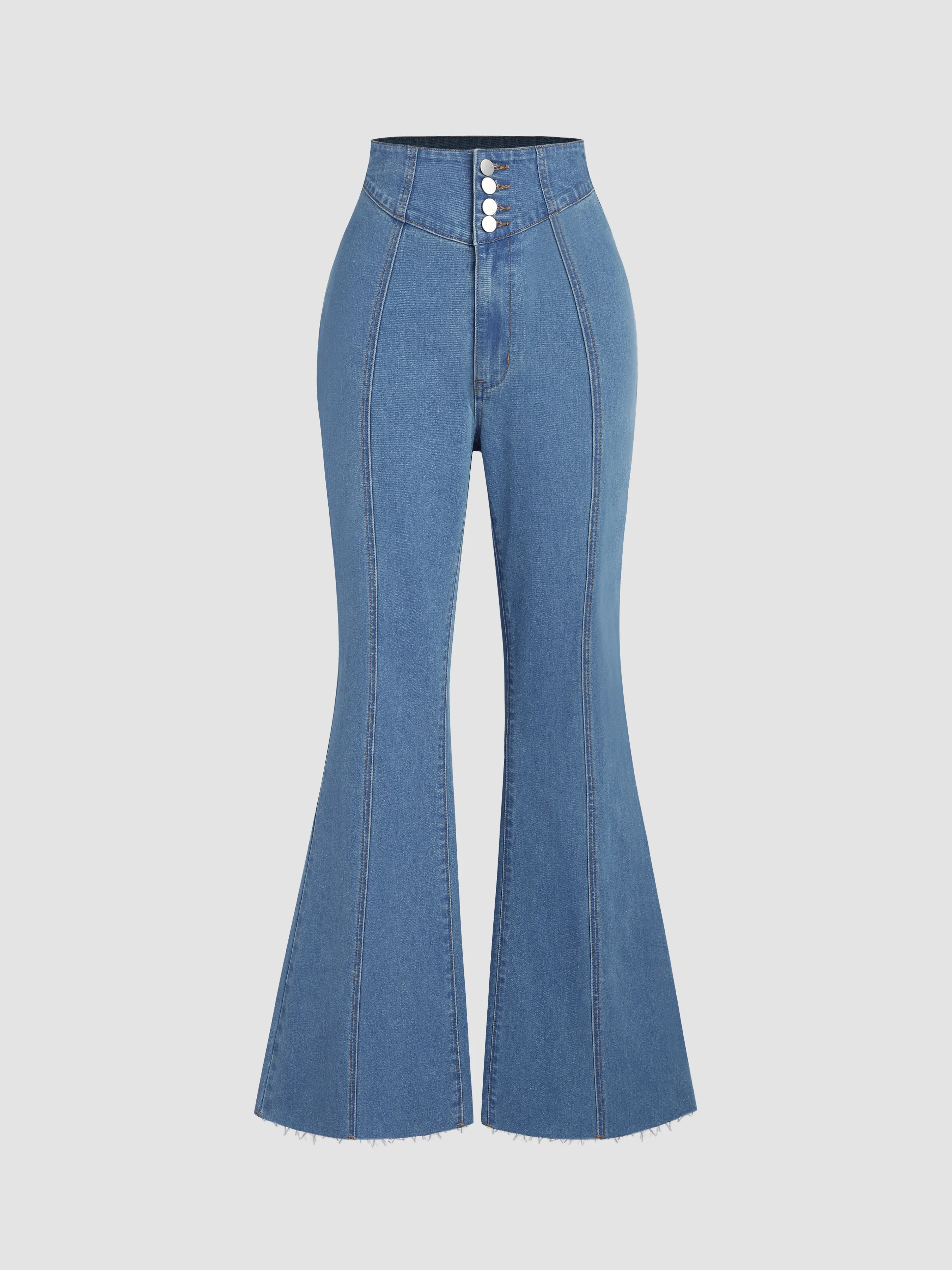  Vaqueros Acampanados de Cintura Alta en Denim