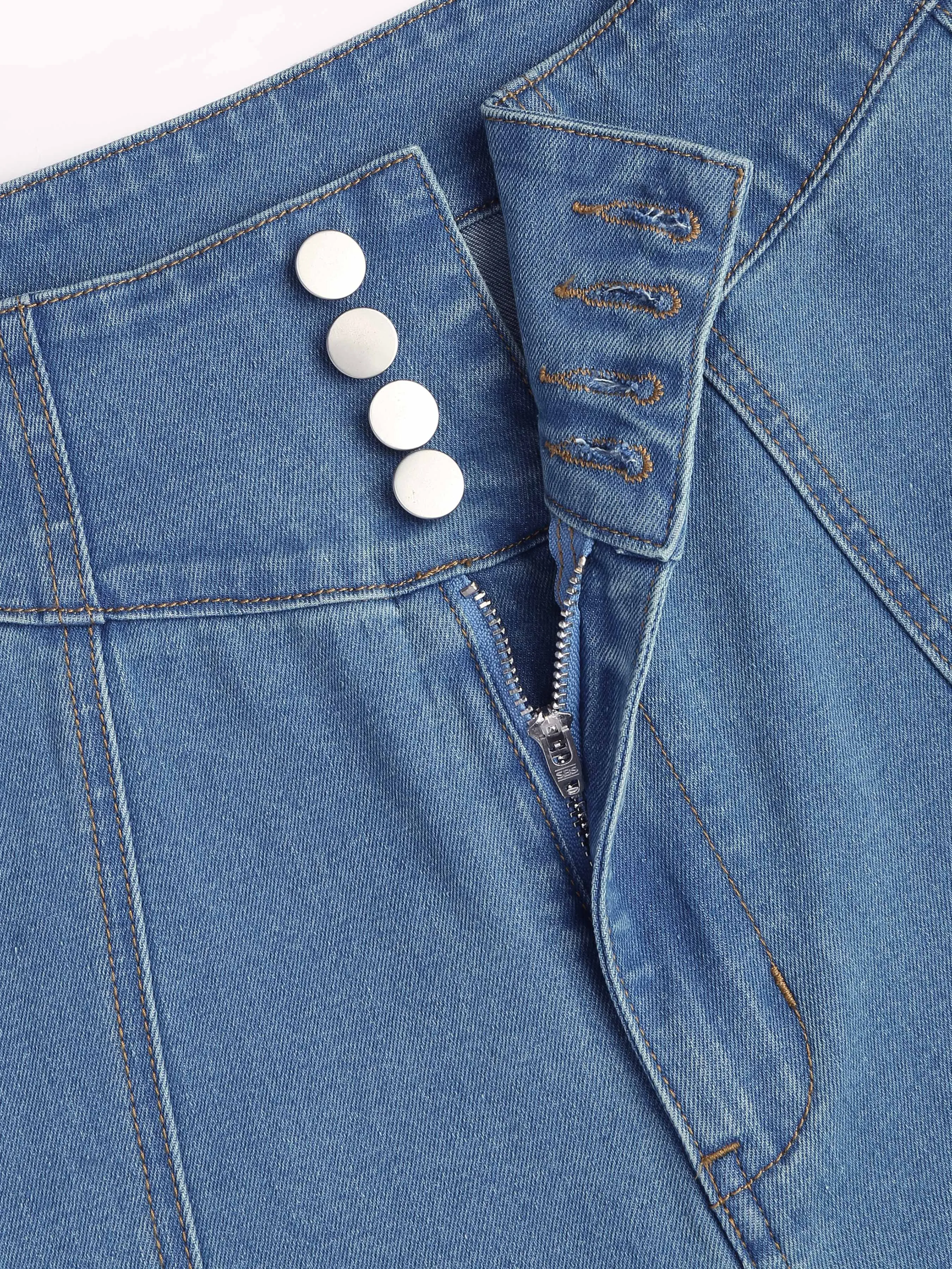  Vaqueros Acampanados de Cintura Alta en Denim