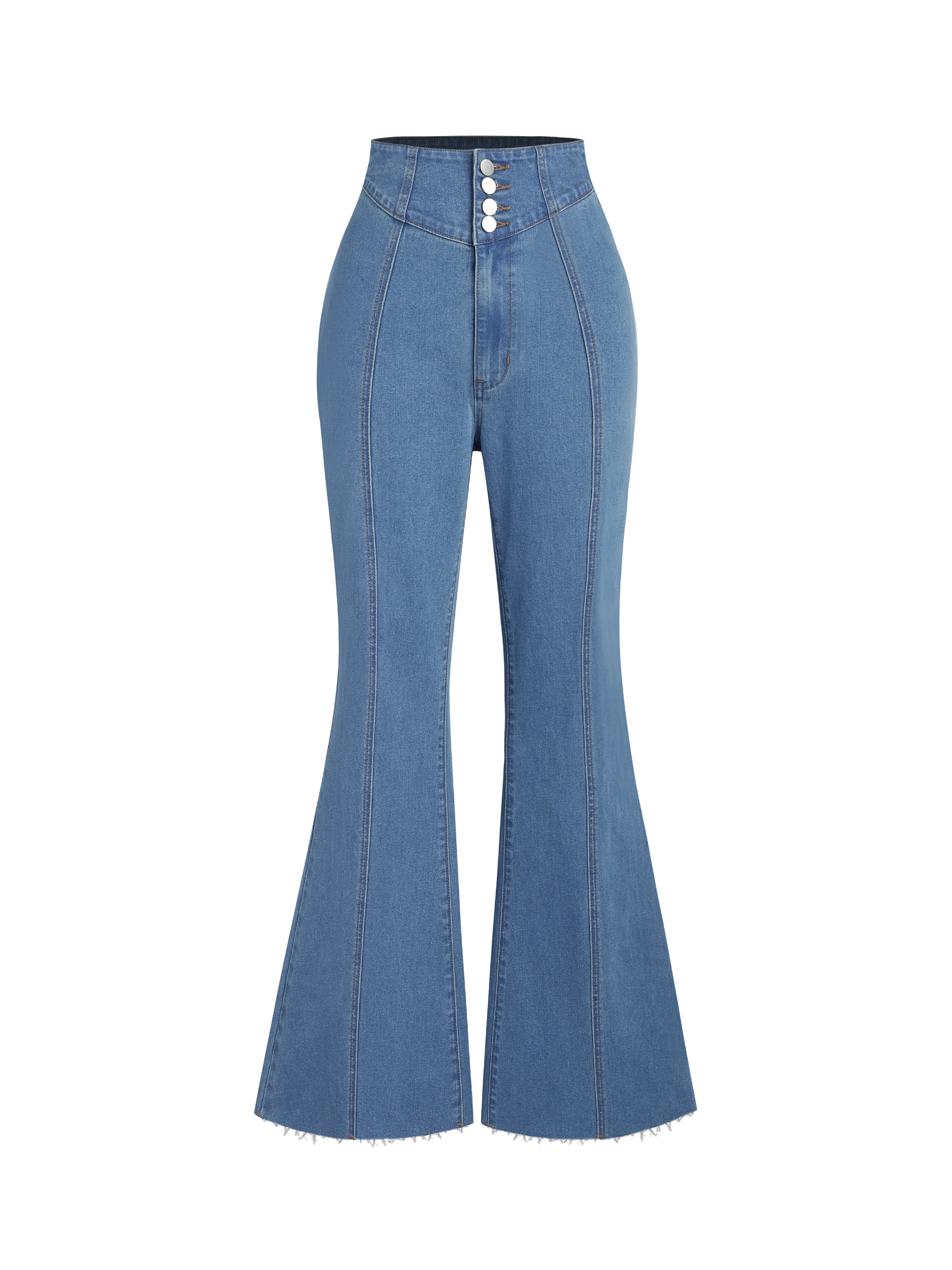  Vaqueros Acampanados de Cintura Alta en Denim