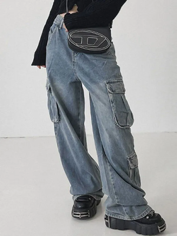 Vaqueros cargo de corte boyfriend con parche de bolsillo