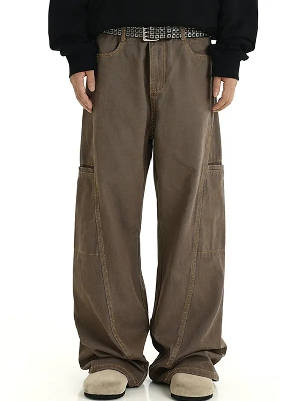 Vaqueros holgados con detalle de solapa y bolsillo grande para hombre