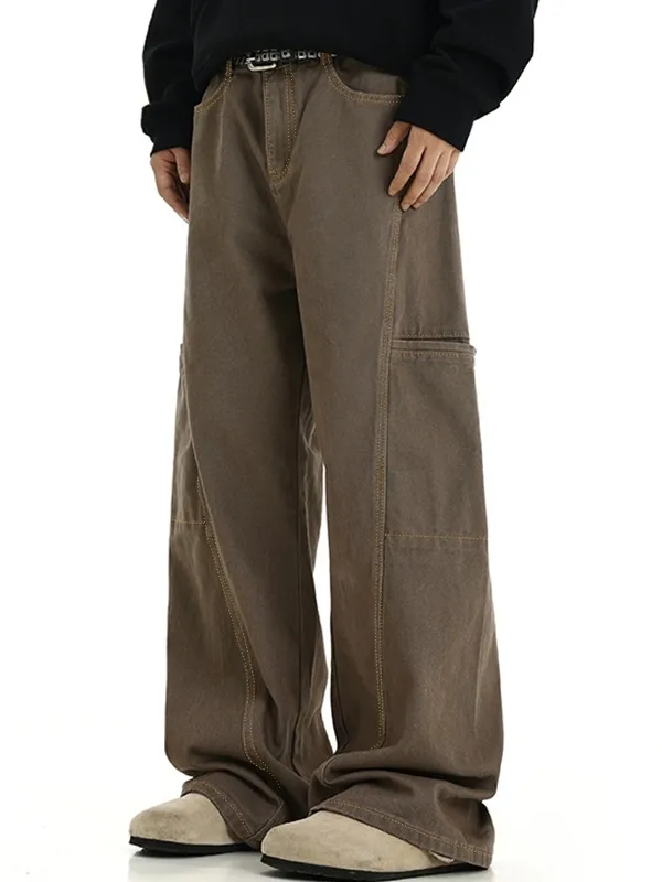 Vaqueros holgados con detalle de solapa y bolsillo grande para hombre