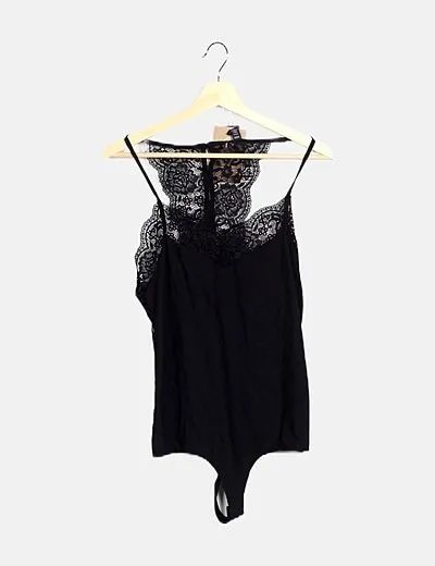 Vero Moda Body negro detalle encaje