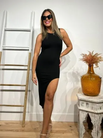 Vestido Asimétrico Entallado CHANGELYNE Negro