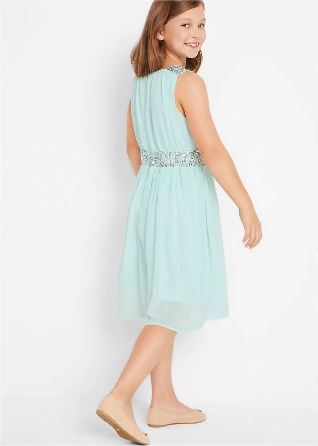 Vestido con lentejuelas para niñas Menta pastel