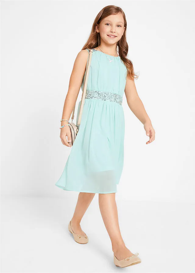 Vestido con lentejuelas para niñas Menta pastel