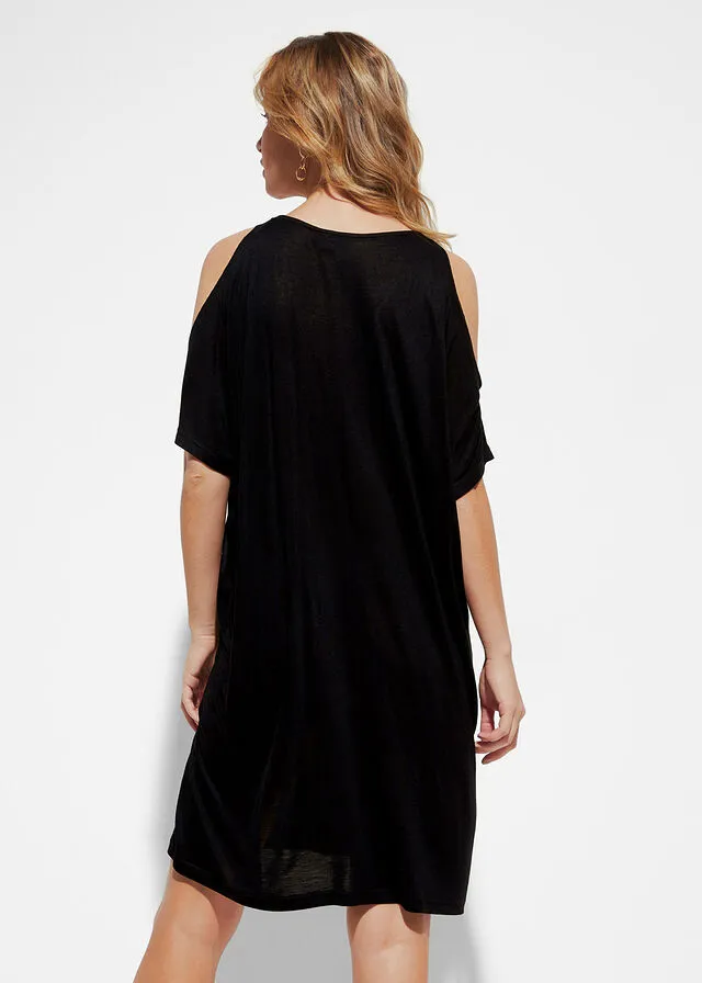 Vestido de playa con aberturas de viscosa sostenibles Negro