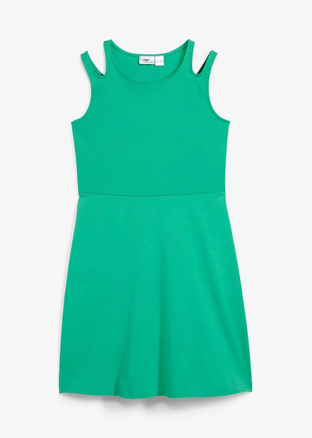 Vestido de punto para niñas con algodón orgánico Verde