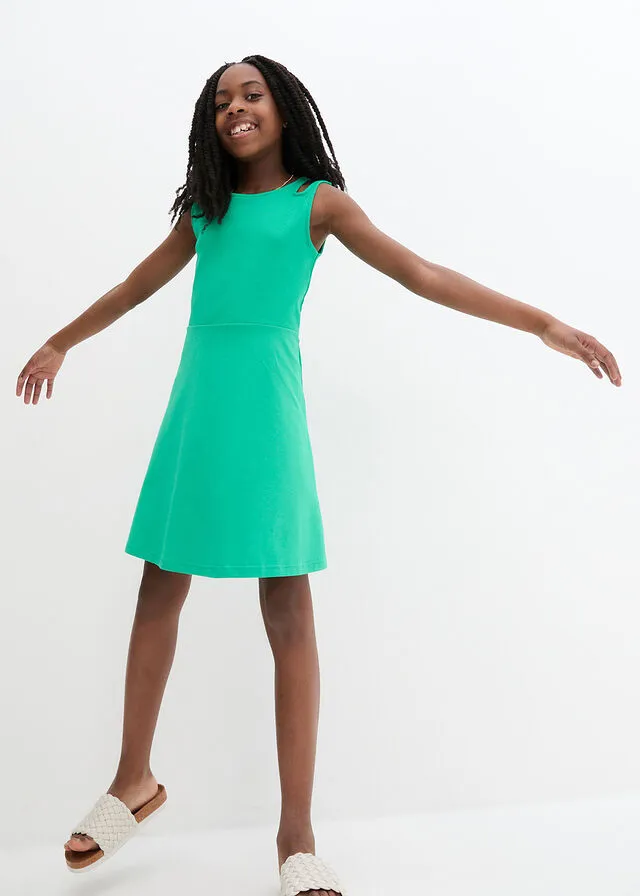 Vestido de punto para niñas con algodón orgánico Verde