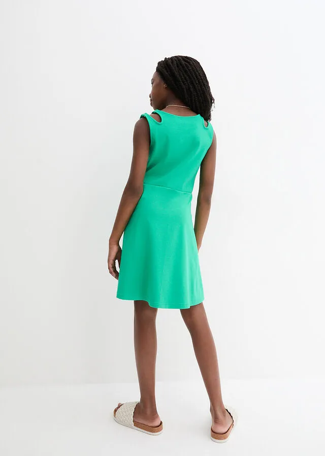Vestido de punto para niñas con algodón orgánico Verde