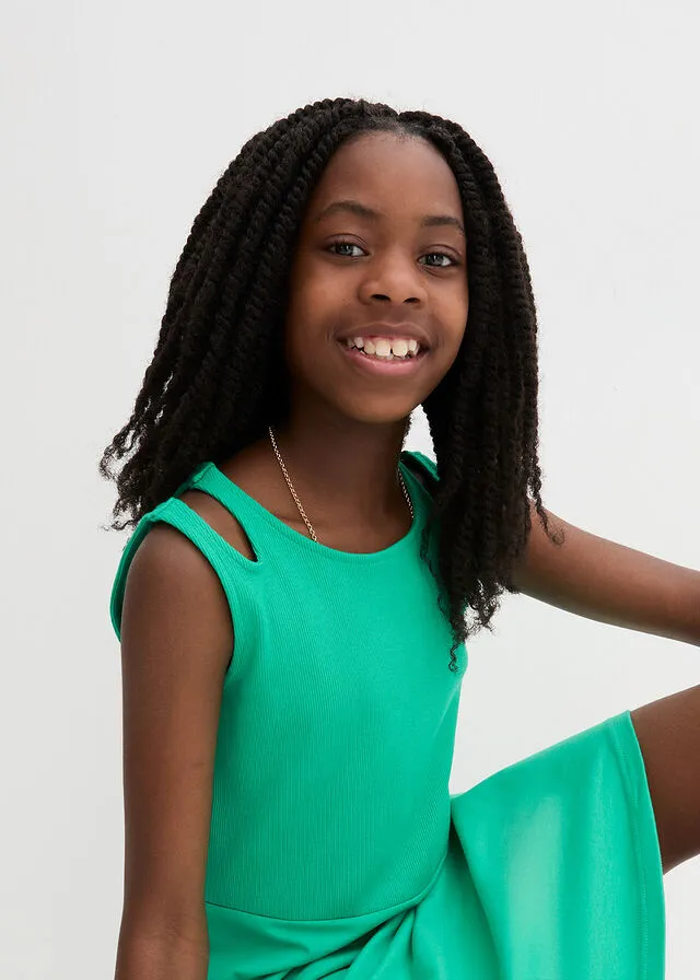 Vestido de punto para niñas con algodón orgánico Verde