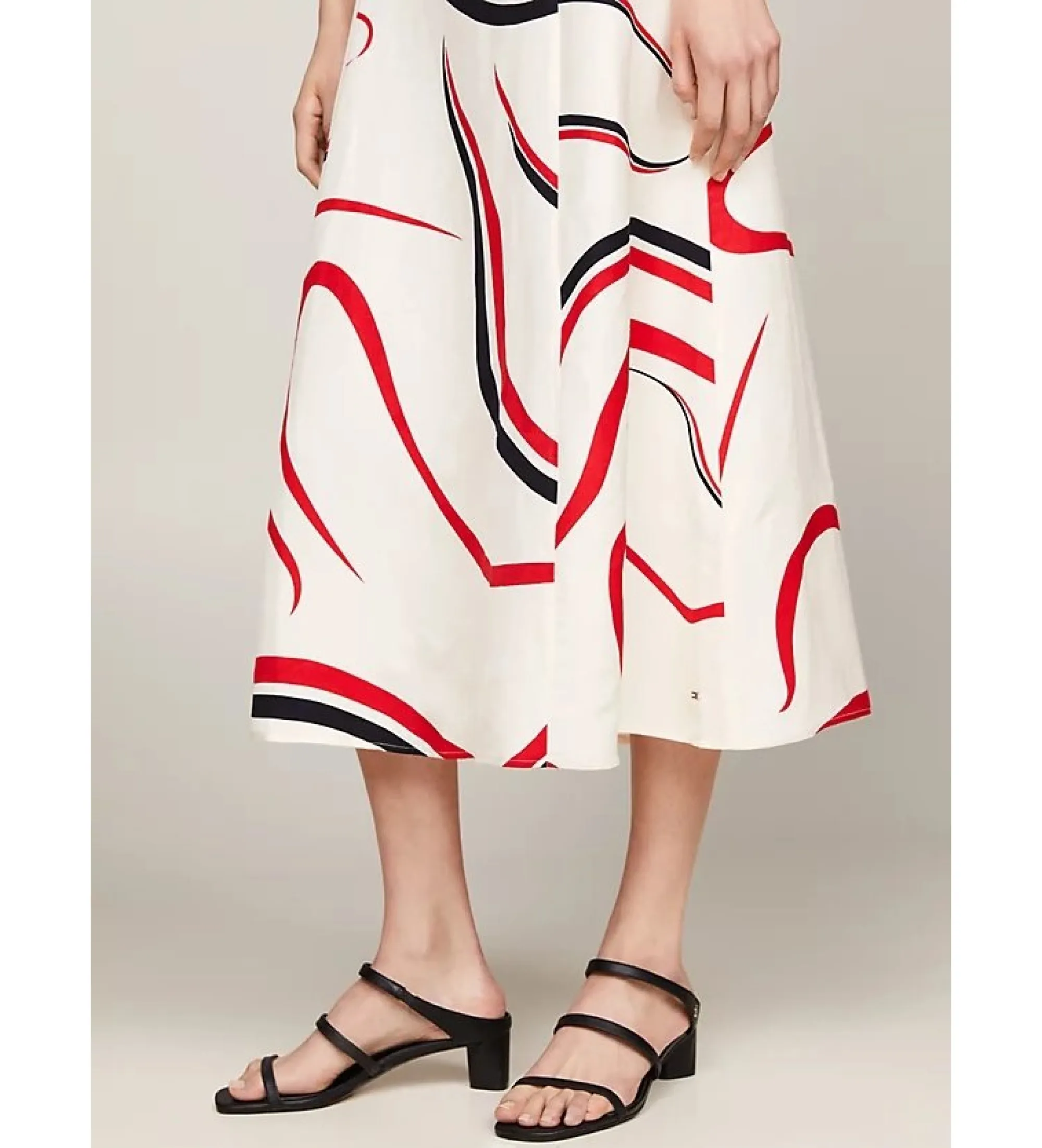 Vestido midi de corte evasé con cintas blanco