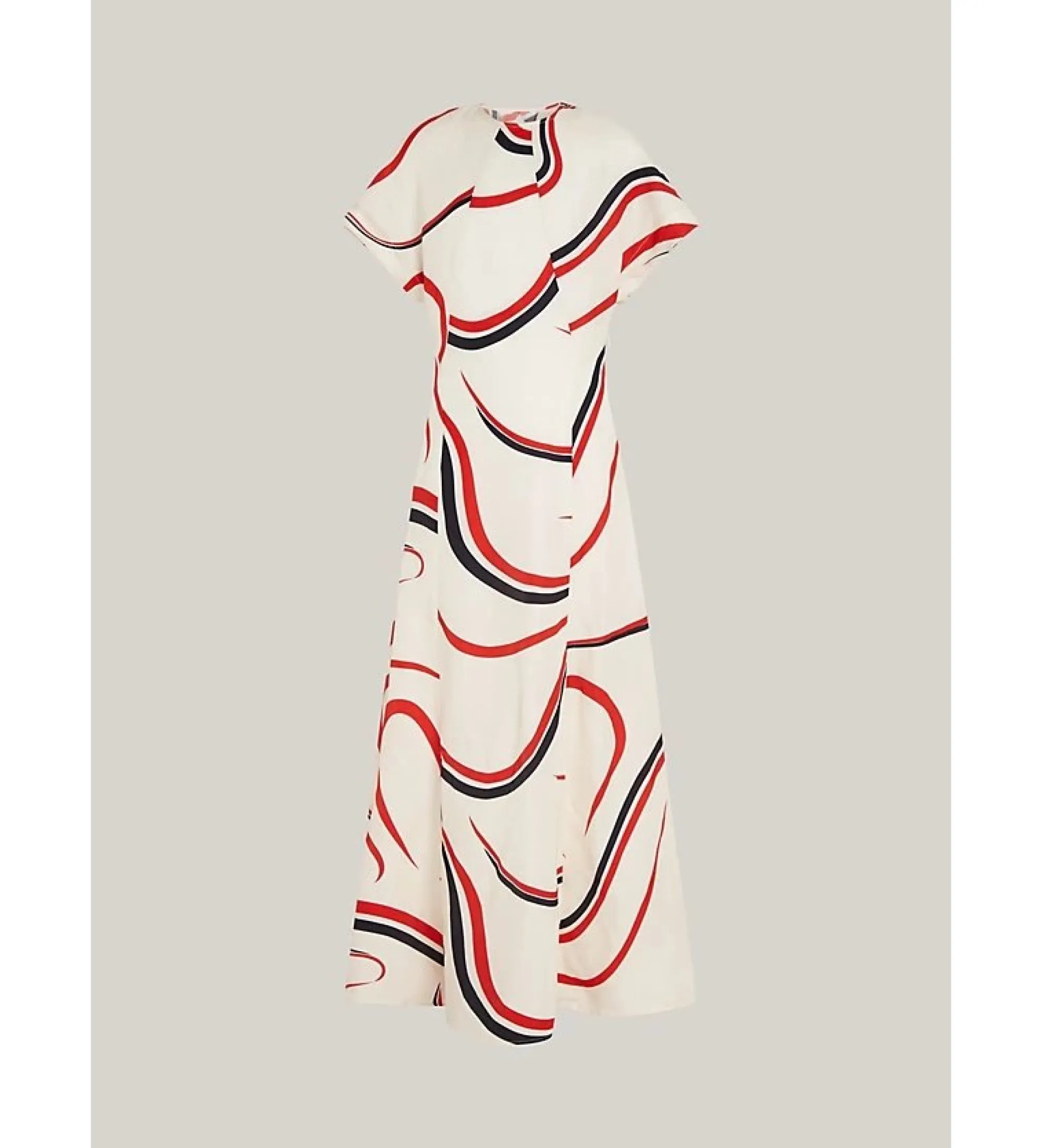Vestido midi de corte evasé con cintas blanco