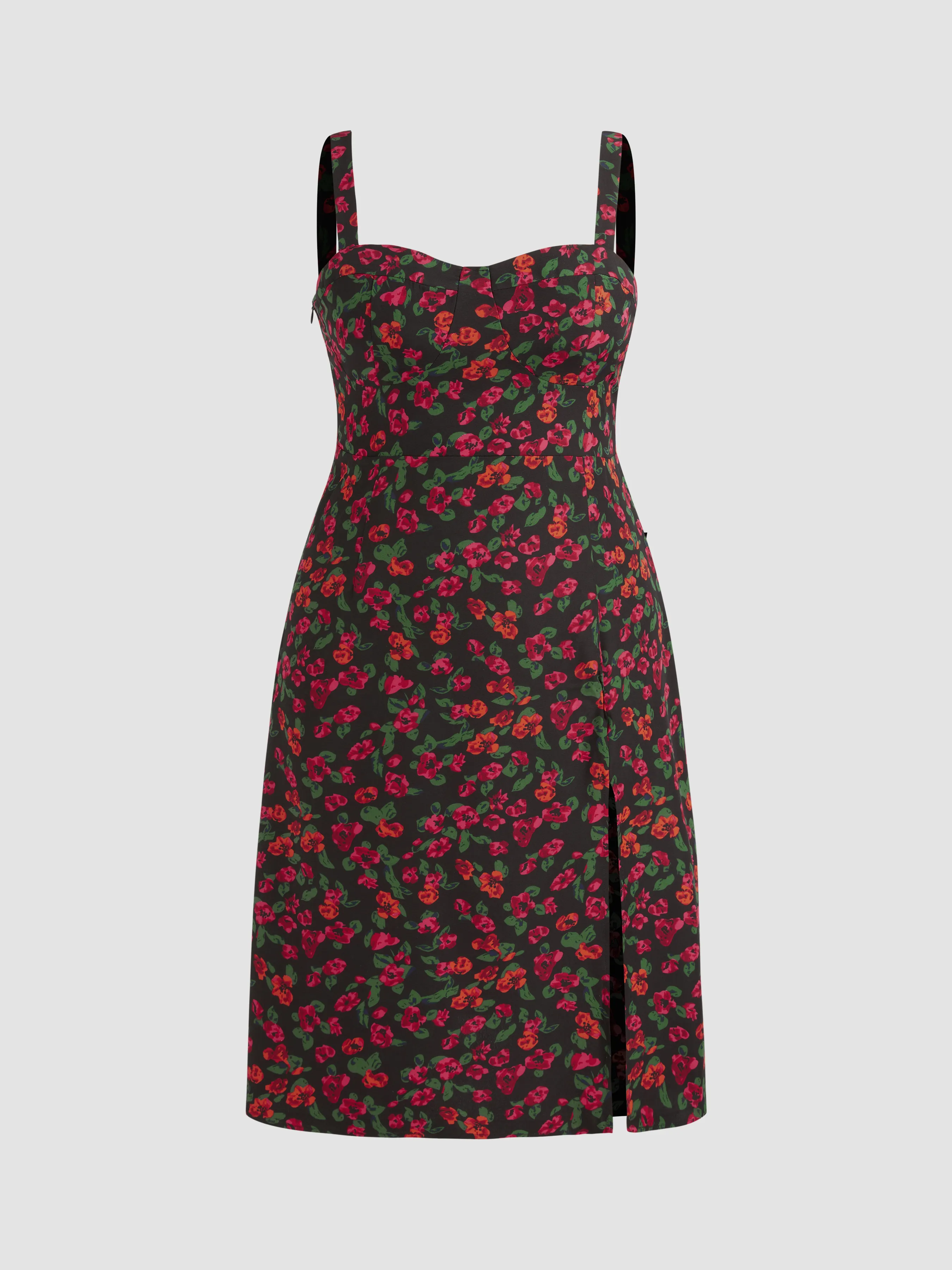  Vestido Midi Floral con Abertura Curvy