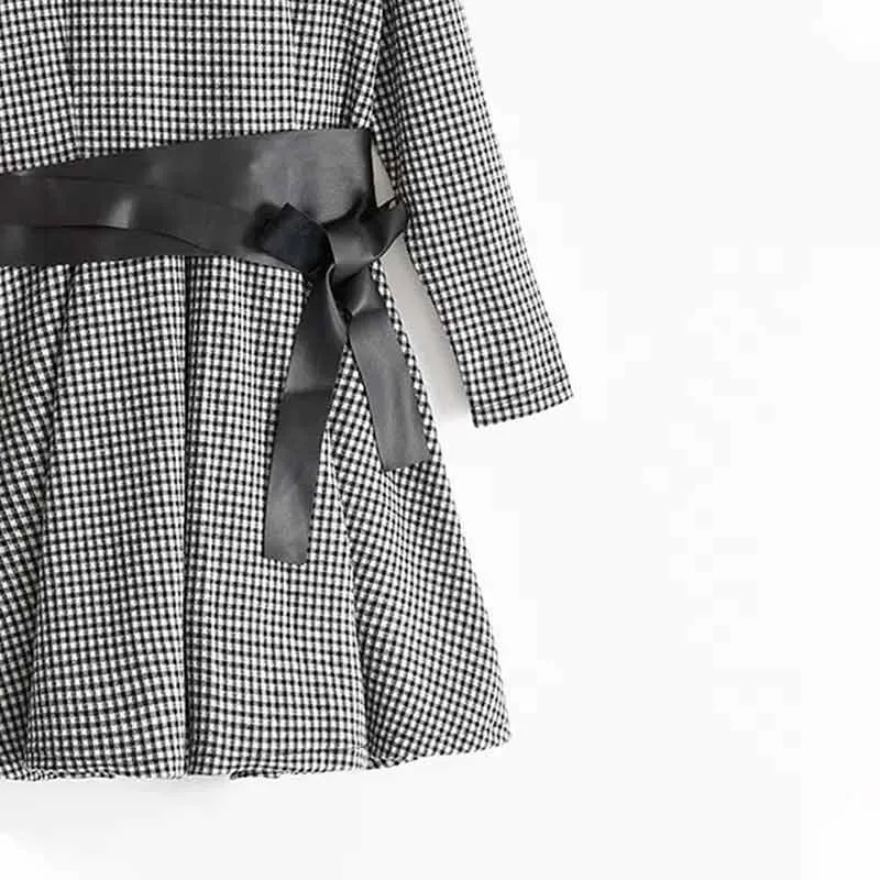 Vestido niña iDO negro a cuadros con cinturón