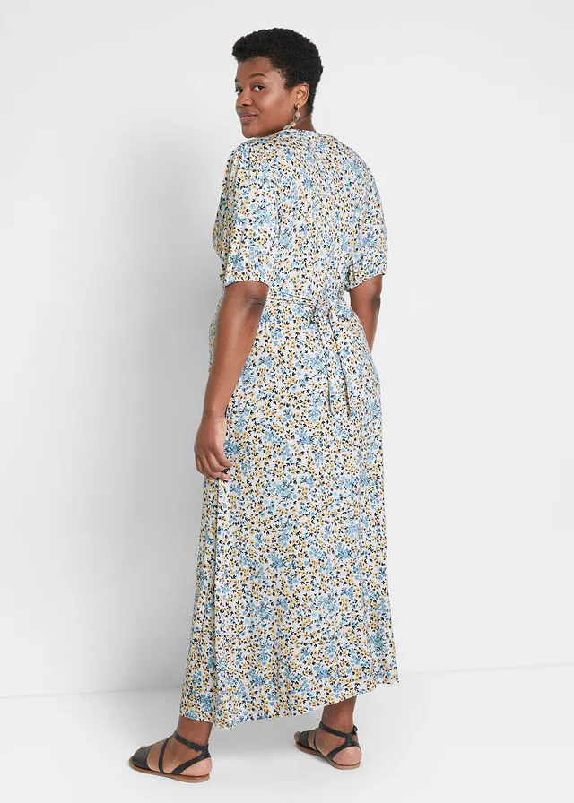 Vestido premamá/de lactancia con viscosa sostenible Azul de flores