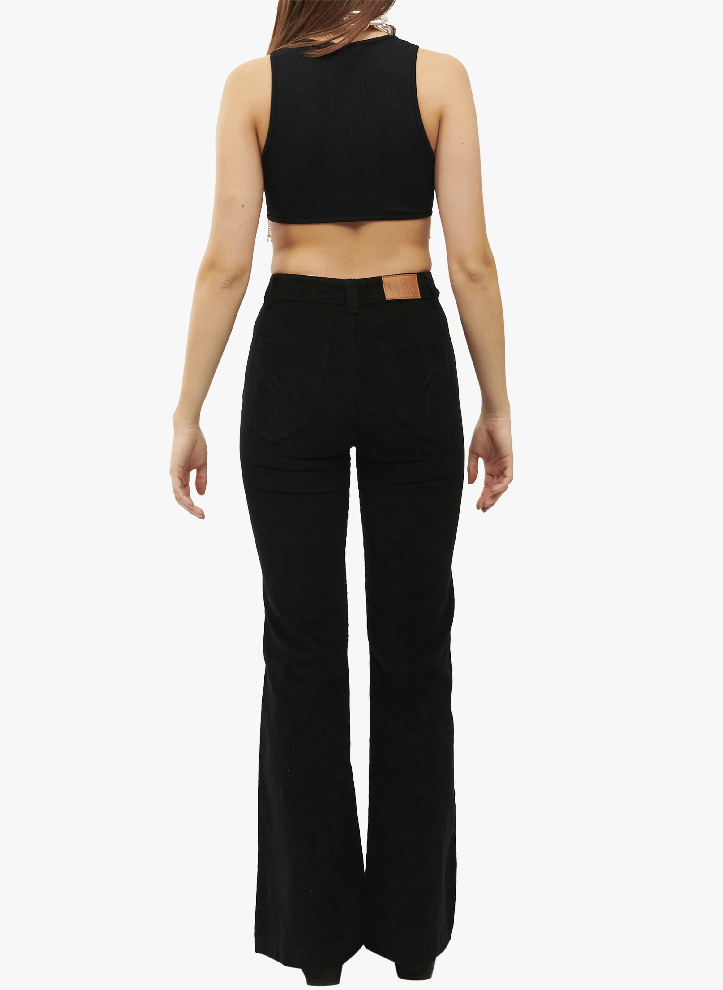 VICTORIA  PANTALóN FLARE DE PANA EN NEGRO