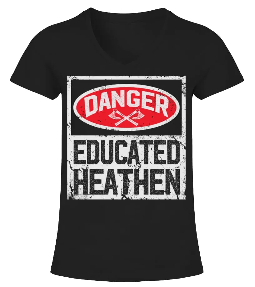 VIKINGS  EDUCATED HEATHEN CAMISETA CUELLO PICO MUJER