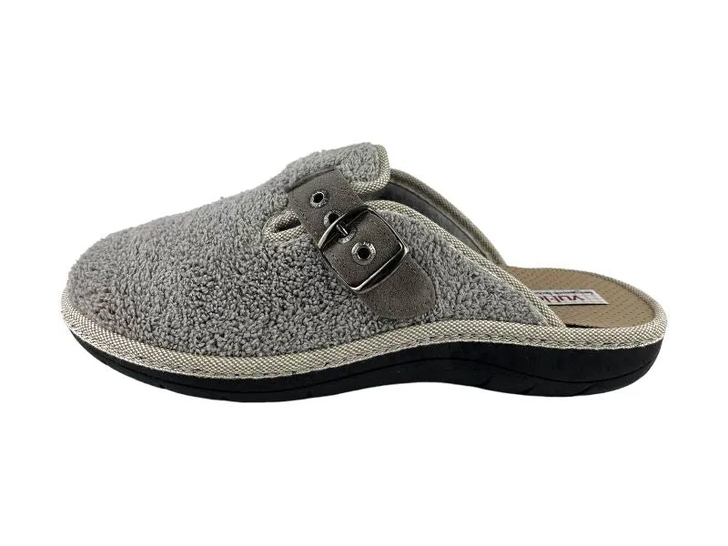 Vulladi | Zapatillas de casa descalzas estilo zueco con hebilla mujer gris perla Lorena