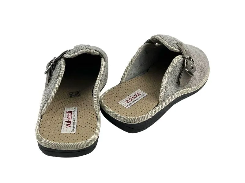 Vulladi | Zapatillas de casa descalzas estilo zueco con hebilla mujer gris perla Lorena