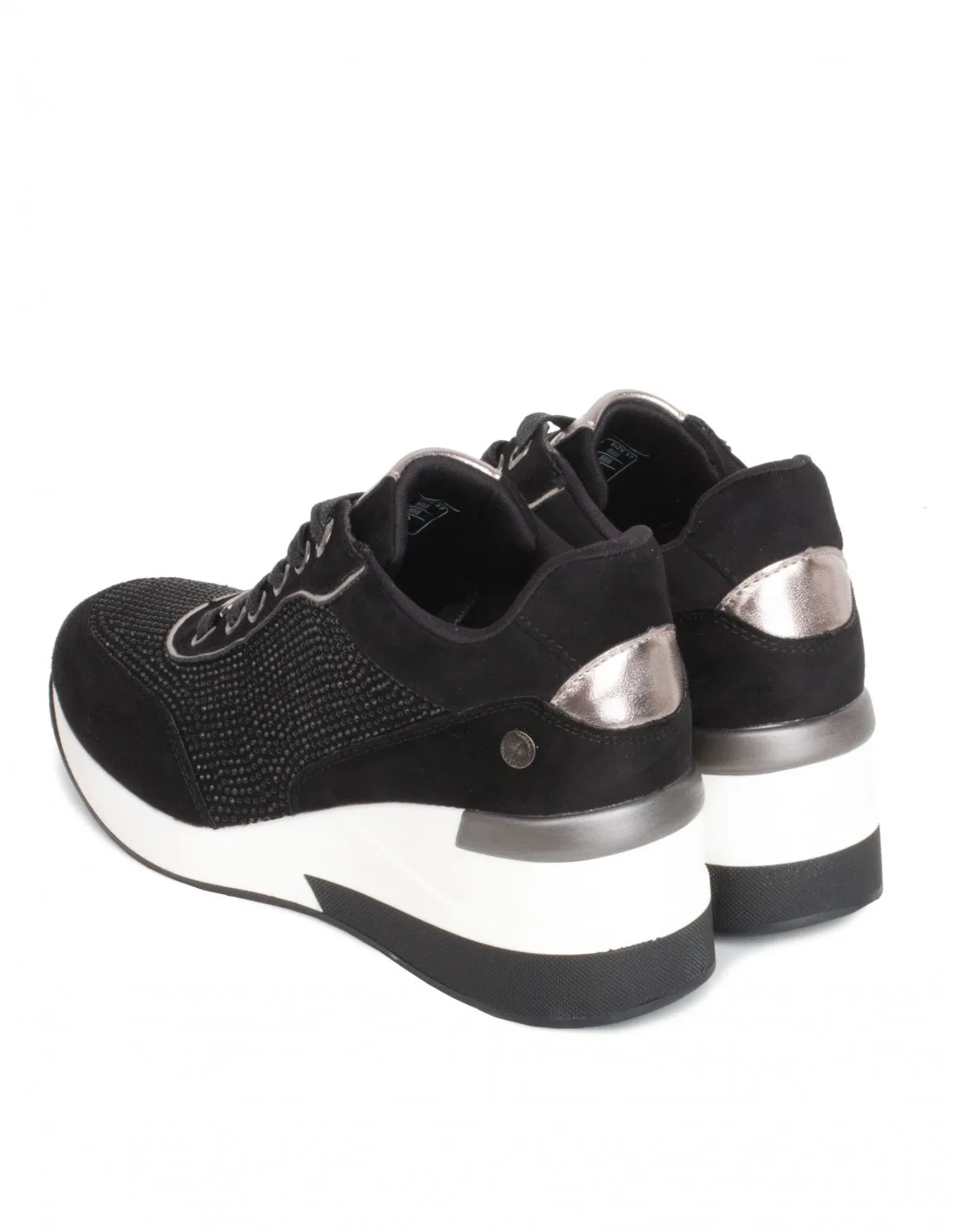 XTI Zapatillas Brillos Cuña Negras