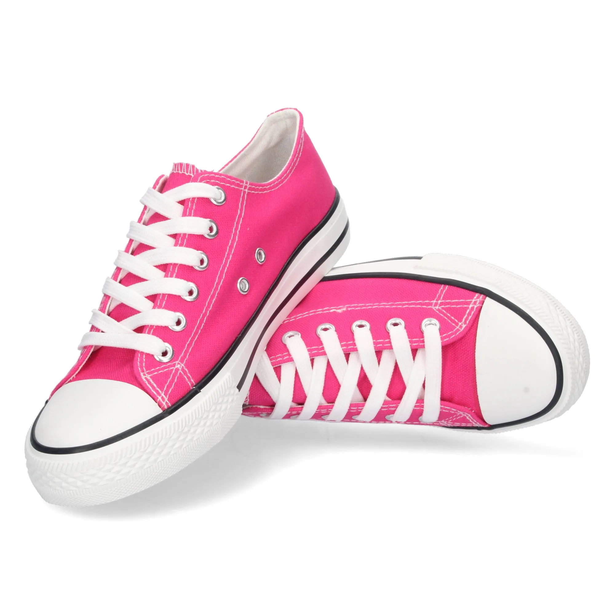 ZAPATILLAS PLANAS CóMODAS ESTILO BAMBA LONA MUJER FUCSIA FG2913