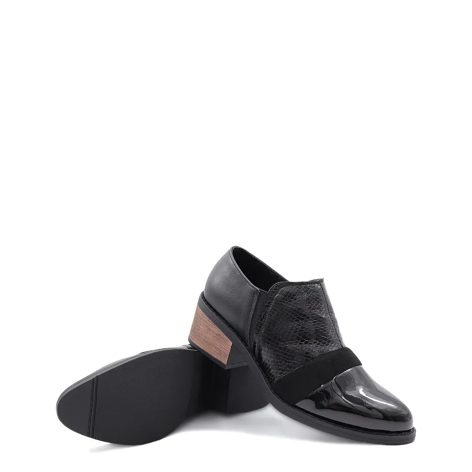 Zapato Mujer Moda Negro Campero 03