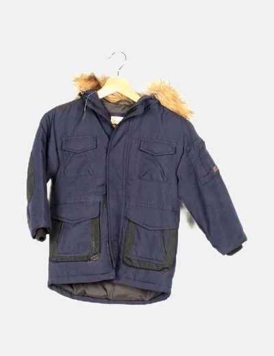 Zara Parka azul marino con pelo